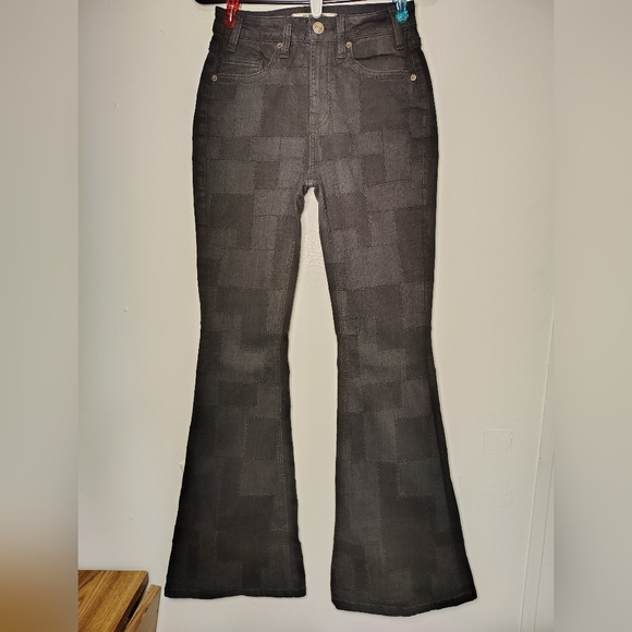 Rock & Roll denim flared Patchwork jeans women's, High Rise stretch, 26/34 - Picture 3 of 17